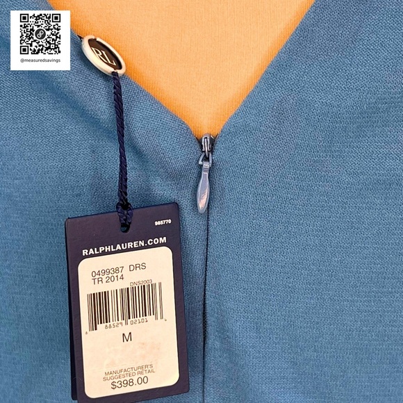 Ralph Lauren Blue Label (Medium NWT} - Blue V-Neck Fit & Flare Dress - Picture 11 of 16